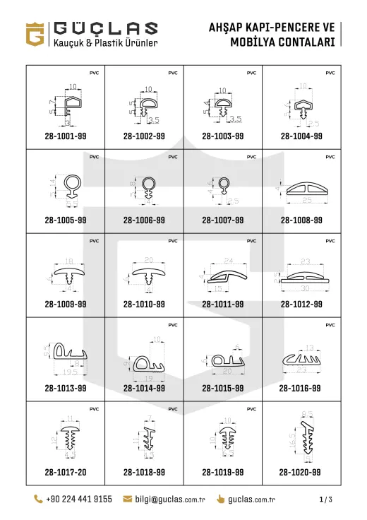 Ahşap Kapı-Pencere ve Mobilya Contaları — Katalog çizimi 1
