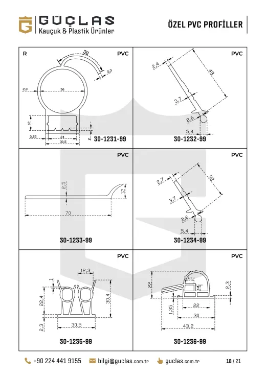 بروفيلات PVC خاصة — رسم الكتالوج 18